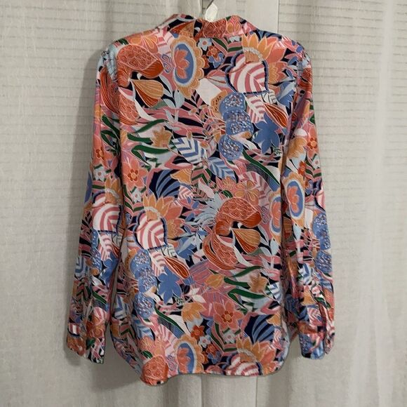 TALBOTS L Marvelous Floral Long Sleeve Modern Classic Cotton Shirt - Picture 5 of 11